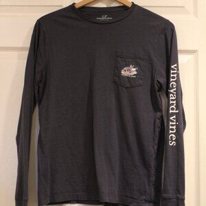 VINEYARD VINES Youth Downhill Skiing Whale Dark Blue Long Sleeve T-Shirt Youth L